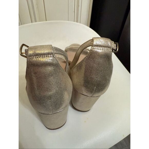 Steve Madden Women's Jcarrson Ankle Strap Block Heel Sandals Gold Mesh Size 7M - Picture 6 of 9